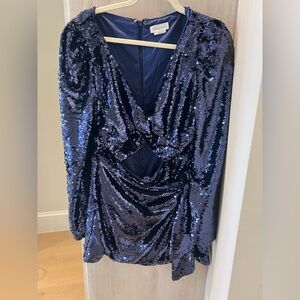 Lovers + Friends Elegant Sequin Dress in Navy Blue